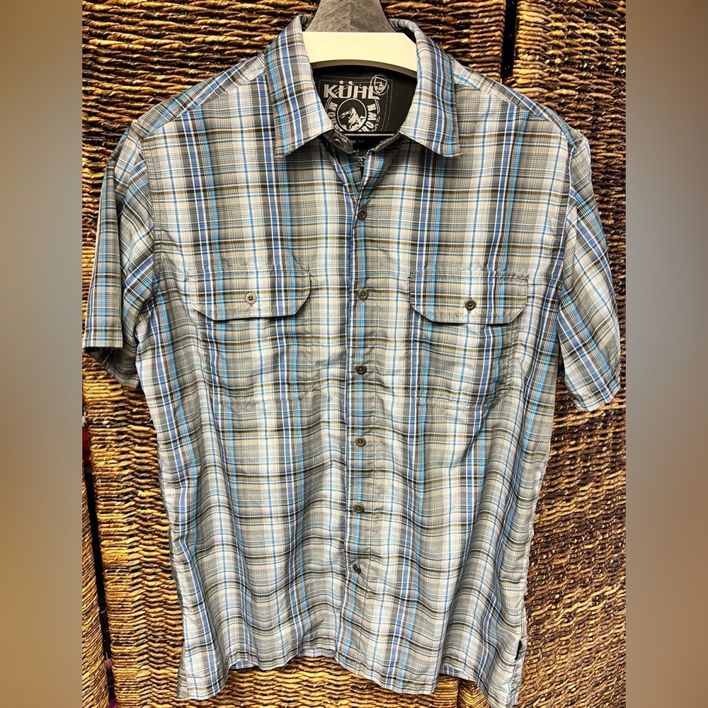Kuhl Blue and Gray Casual Button Down Shirt- Mens‎ Size: Medium